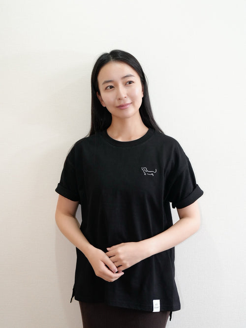 DOGミニ刺繍Tシャツ(ダックスフンド)