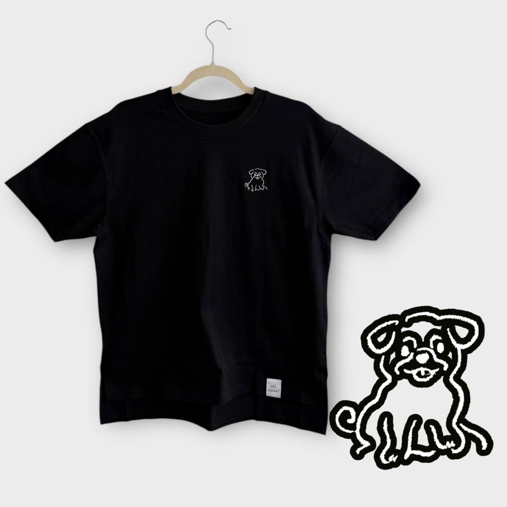 DOGミニ刺繍Tシャツ＜パグ＞